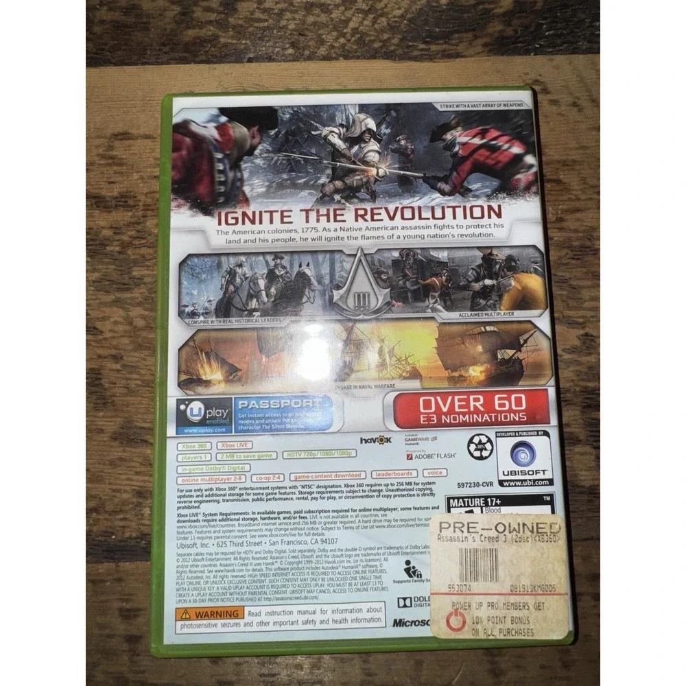 Assassin's Creed III‎ Xbox 360 - Game & Case